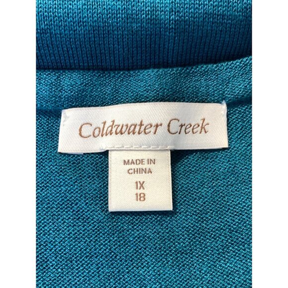 Coldwater Creek Plus Top 1X Blouse Tank Teal Sleeveless Silk Knit Women NWT New - Picture 6 of 8
